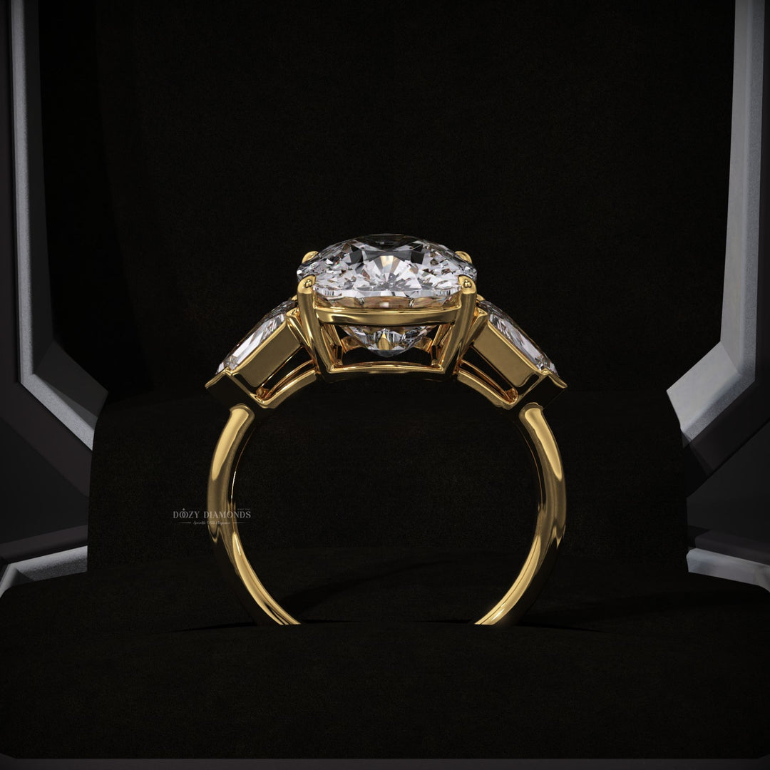 Buy cushion cut three stone diamond engagement ring with free shipping