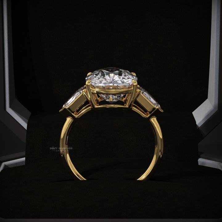 Buy cushion cut three stone diamond engagement ring with free shipping