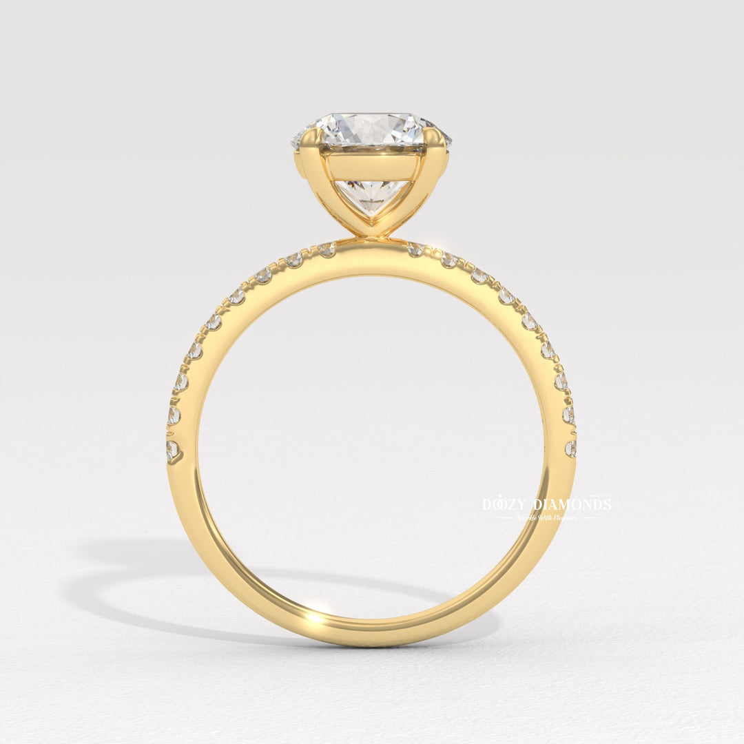 Round pave engagement ring with brilliant diamond sparkle