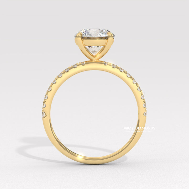 Round pave engagement ring with brilliant diamond sparkle
