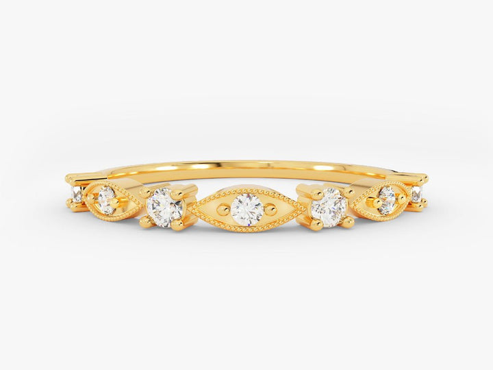 Round round diamond wedding band front view