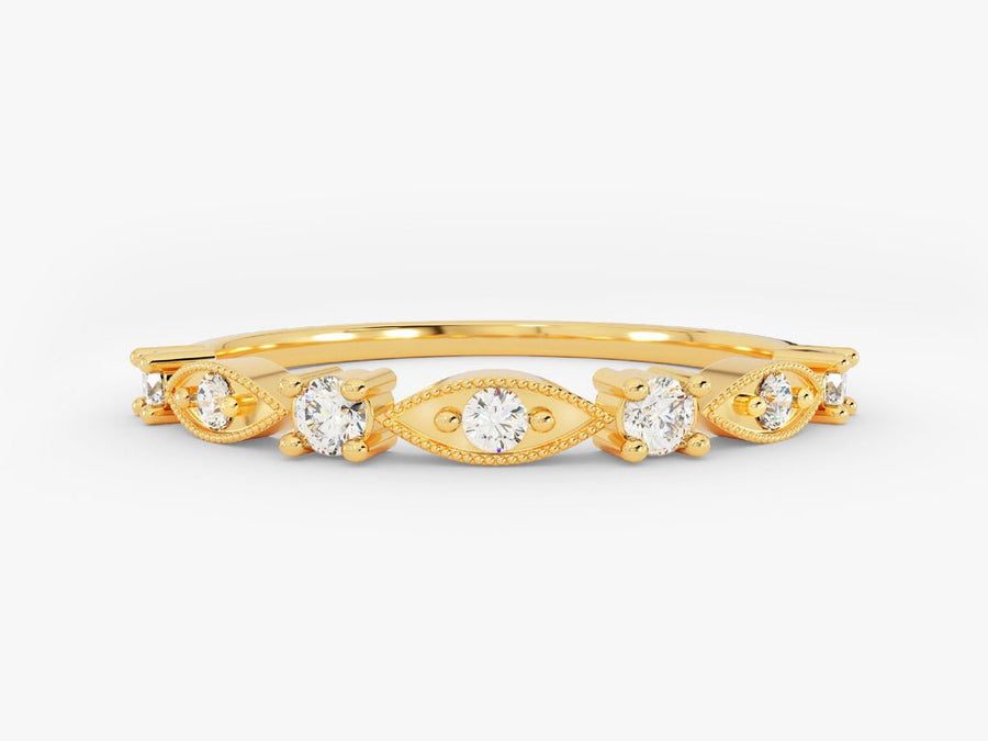 Round round diamond wedding band front view