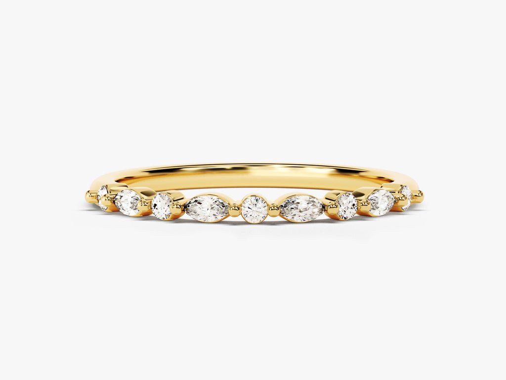 Marquise & Round Brilliant marquise & round brilliant diamond wedding band front view