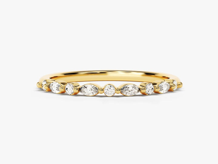 Marquise & Round Brilliant marquise & round brilliant diamond wedding band front view
