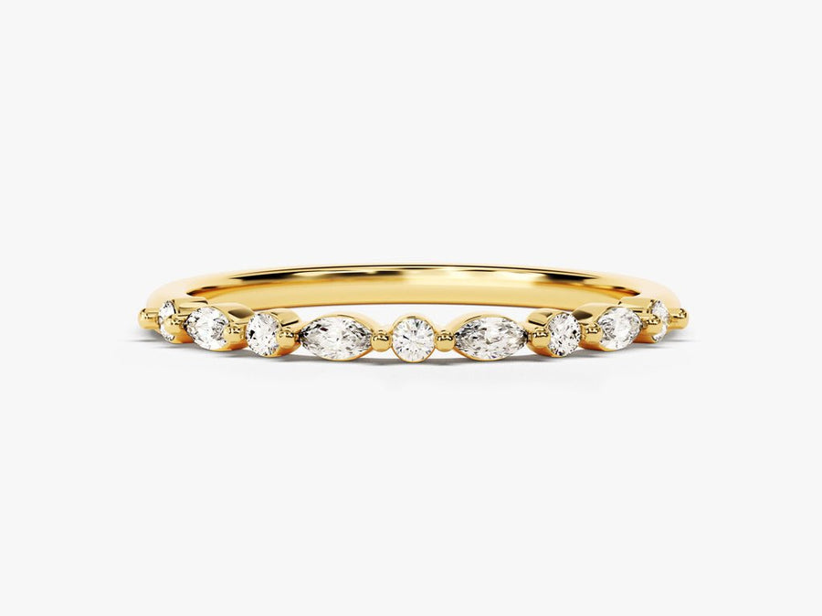 Marquise & Round Brilliant marquise & round brilliant diamond wedding band front view
