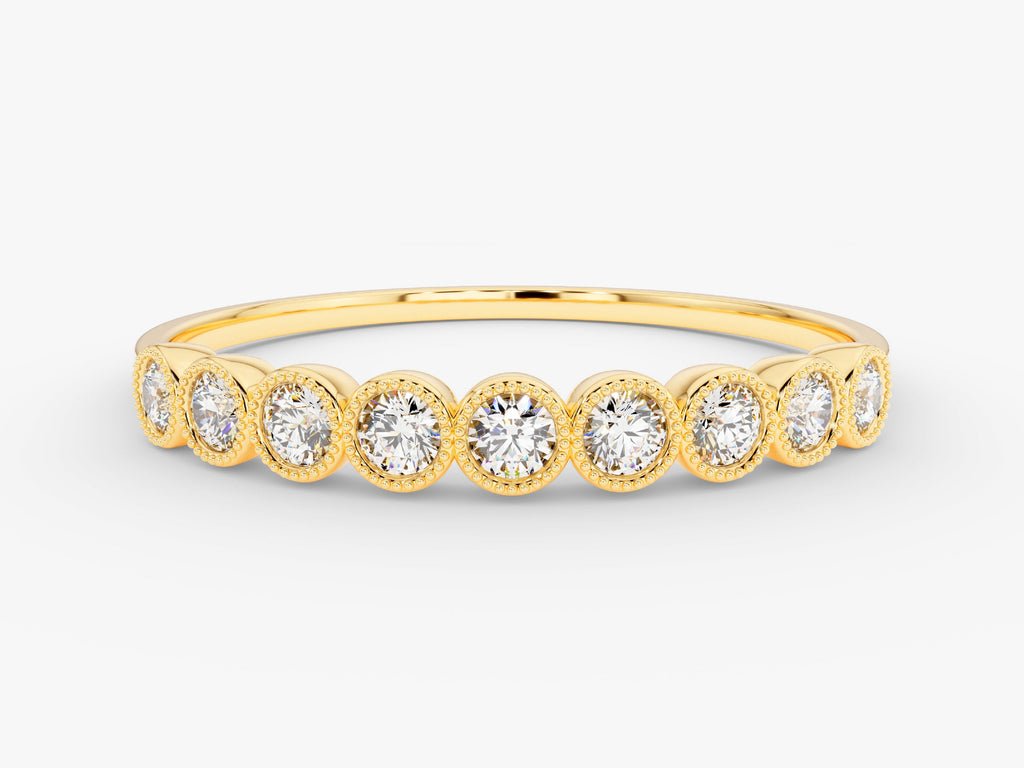 Round round diamond wedding band front view