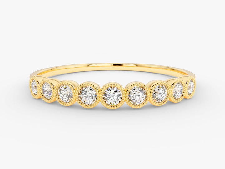 Round round diamond wedding band front view