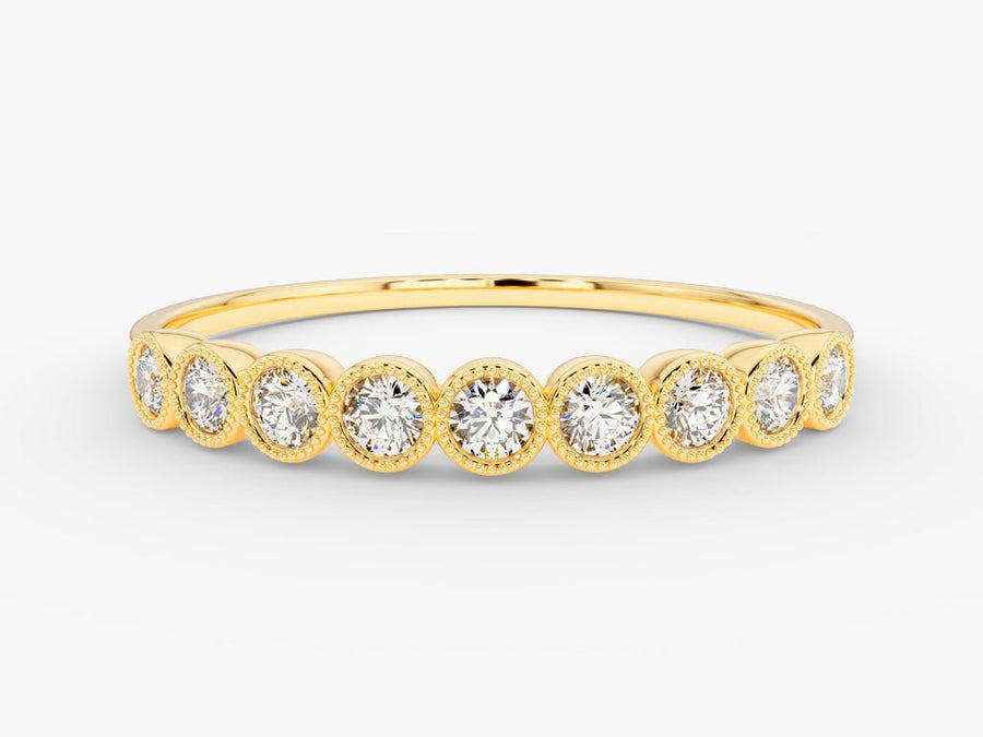 Round round diamond wedding band front view