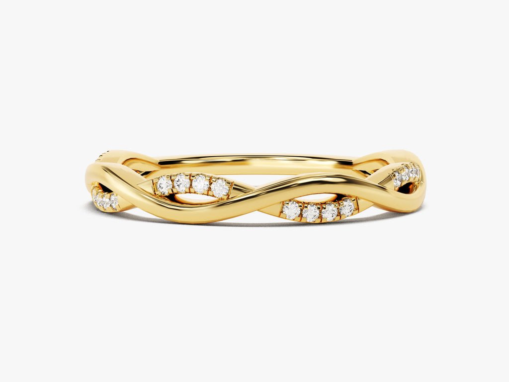 Round round diamond wedding band front view