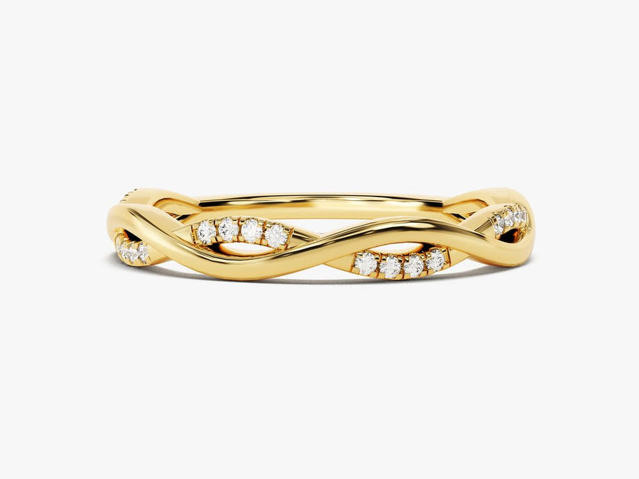 Round round diamond wedding band front view