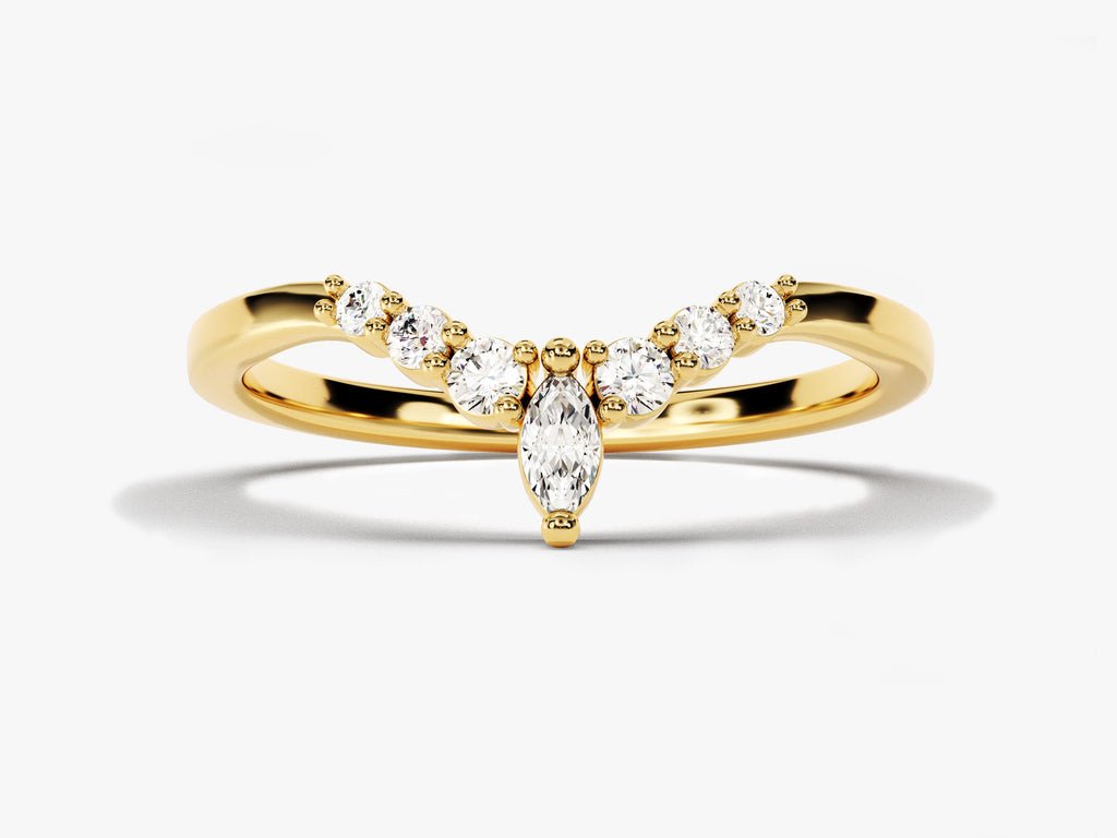 Marquise & Round Brilliant marquise & round brilliant diamond wedding band front view