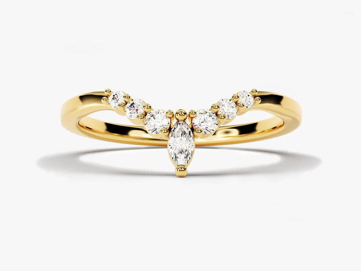 Marquise & Round Brilliant marquise & round brilliant diamond wedding band front view
