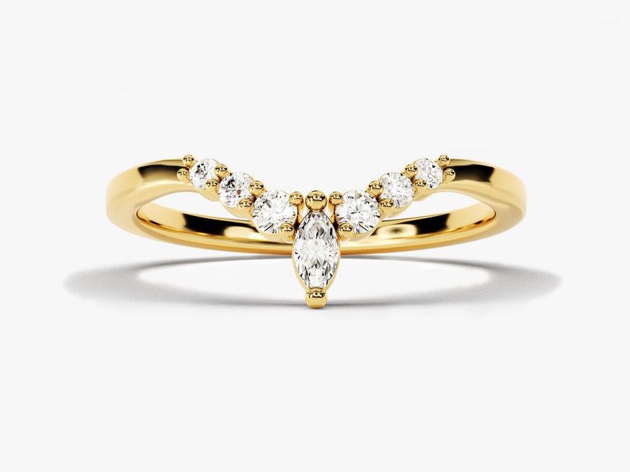 Marquise & Round Brilliant marquise & round brilliant diamond wedding band front view