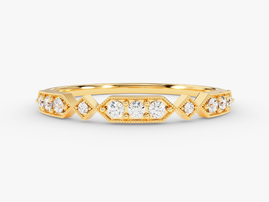 Round round diamond wedding band front view