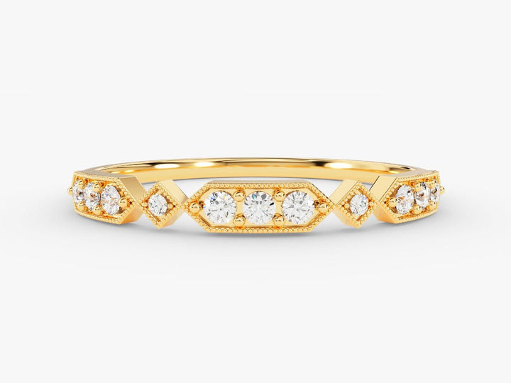 Round round diamond wedding band front view