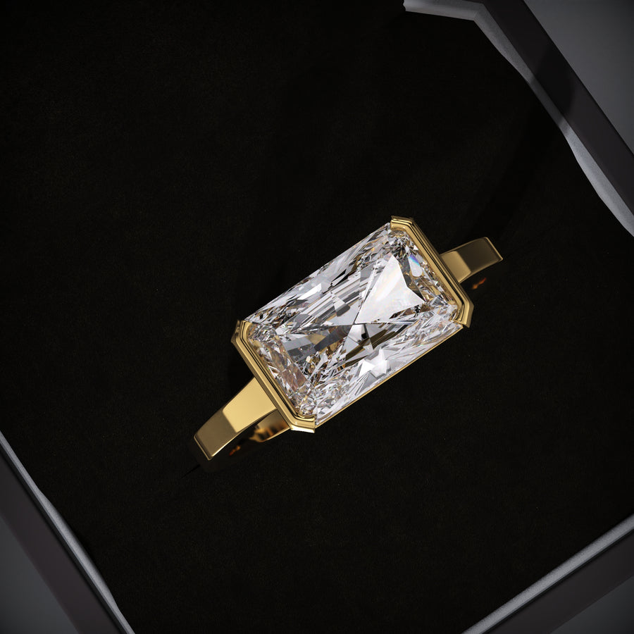 Radiant east west lab grown diamond engagement ring for sale