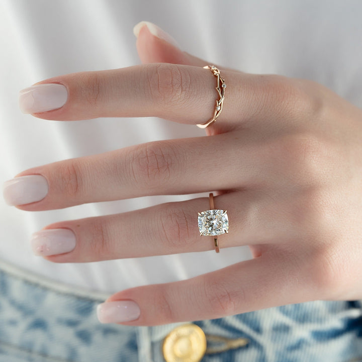 4.0CT cushion cut hidden halo engagement ring available to buy now