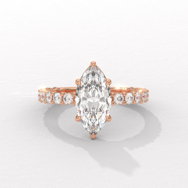 Marquise cut diamond ring worn on hand