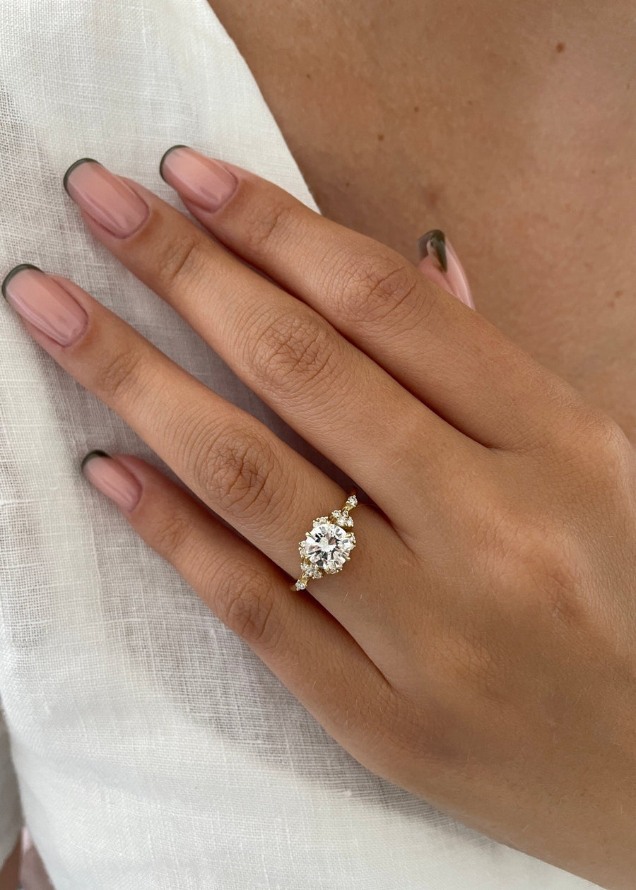 Buy 1.08CT round pave lab grown diamond engagement ring online