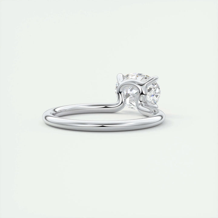 Handcrafted oval cut east west lab grown diamond engagement ring