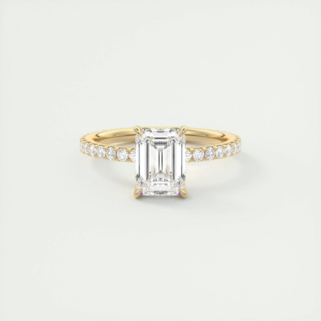 1.75CT emerald cut pave engagement ring available to buy now