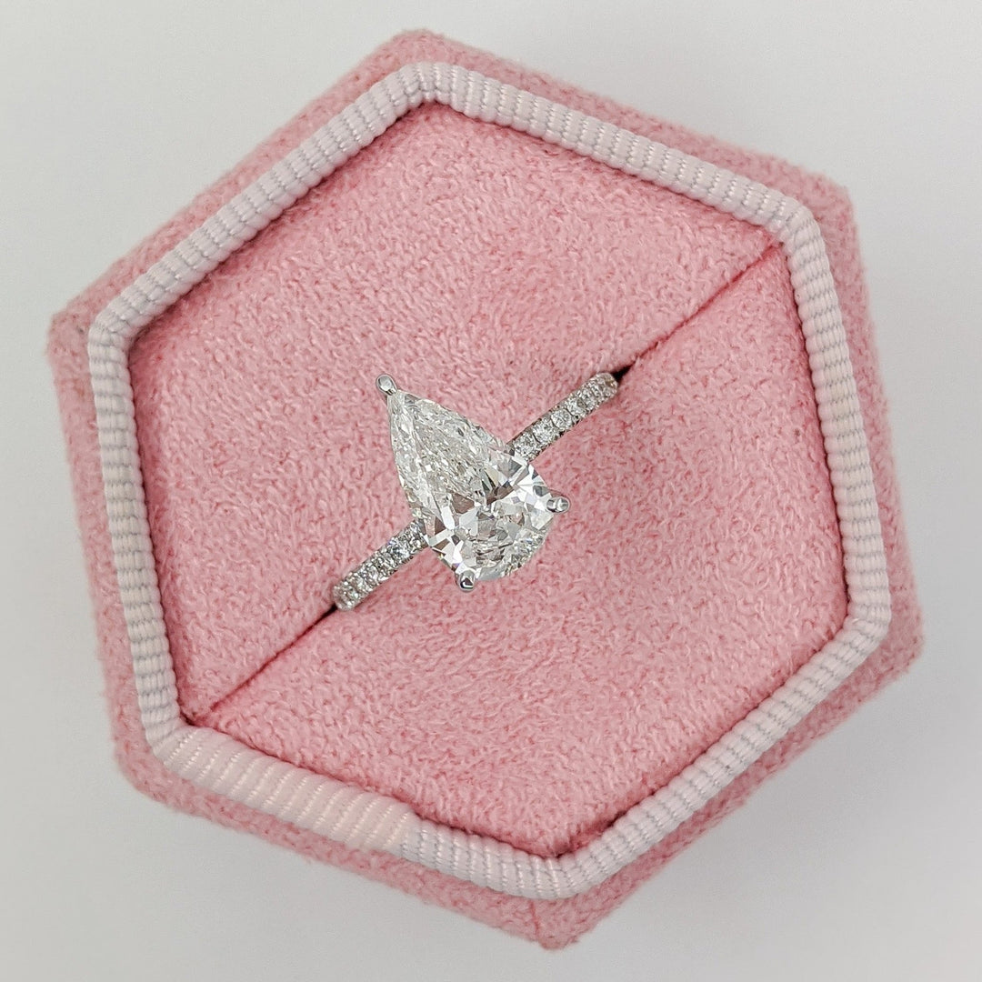 1.7CT pear pave lab grown diamond engagement ring for sale