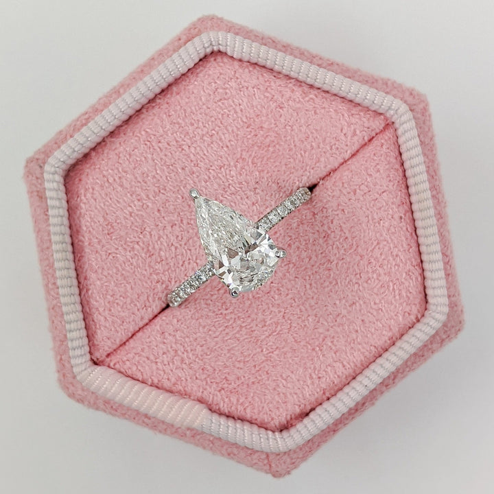 1.7CT pear pave lab grown diamond engagement ring for sale