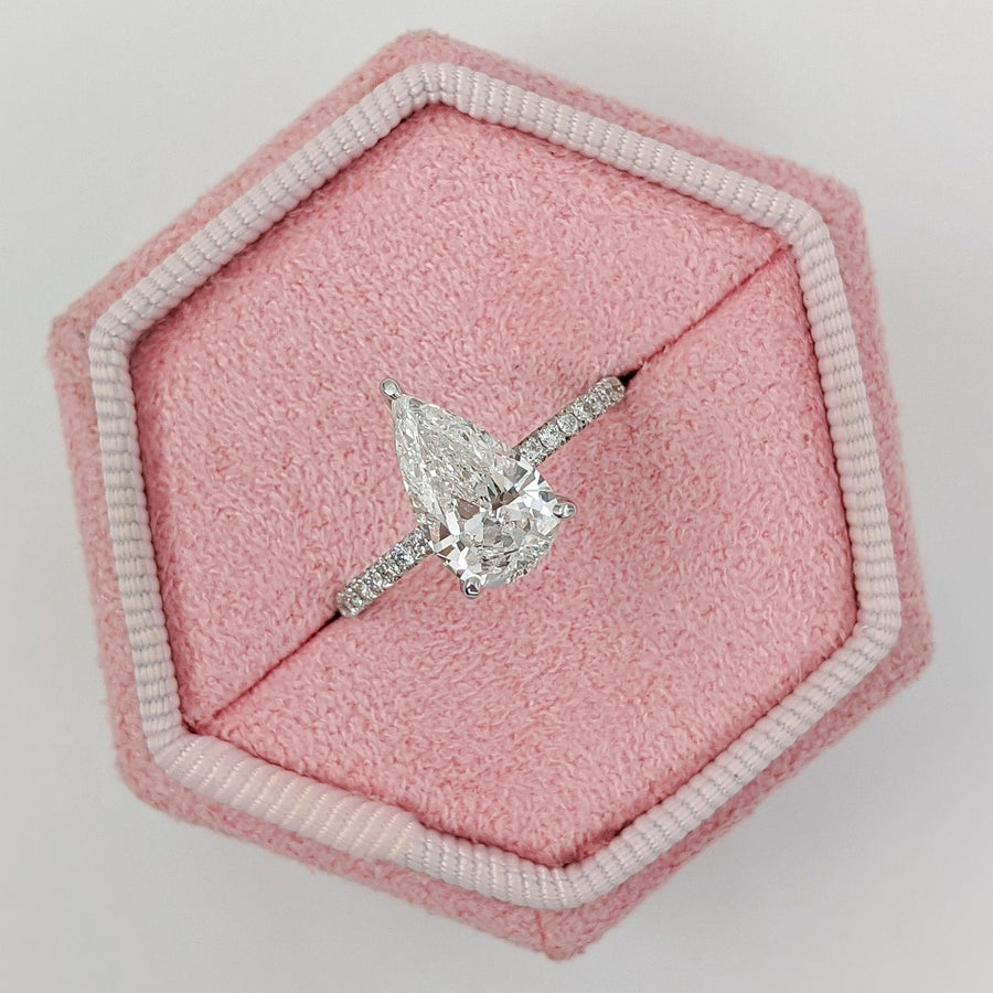 1.7CT pear pave lab grown diamond engagement ring for sale