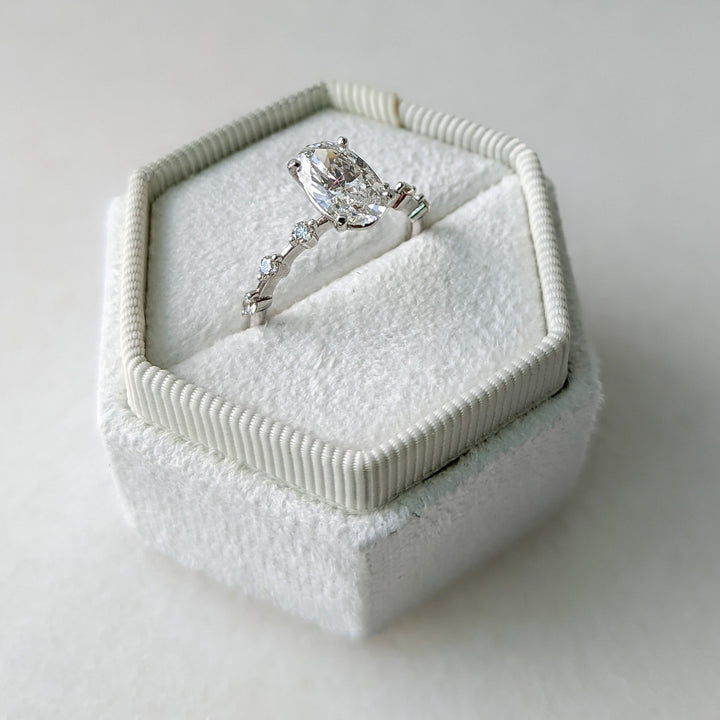 Handcrafted oval cut pave lab grown diamond engagement ring