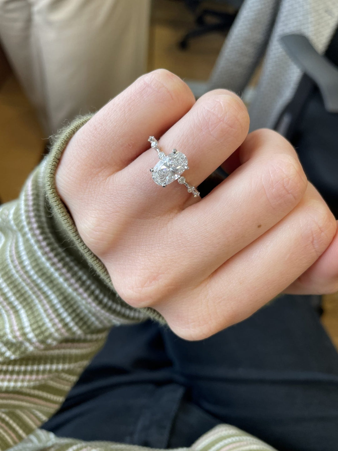 Classic oval pave engagement ring crafted for everyday wear