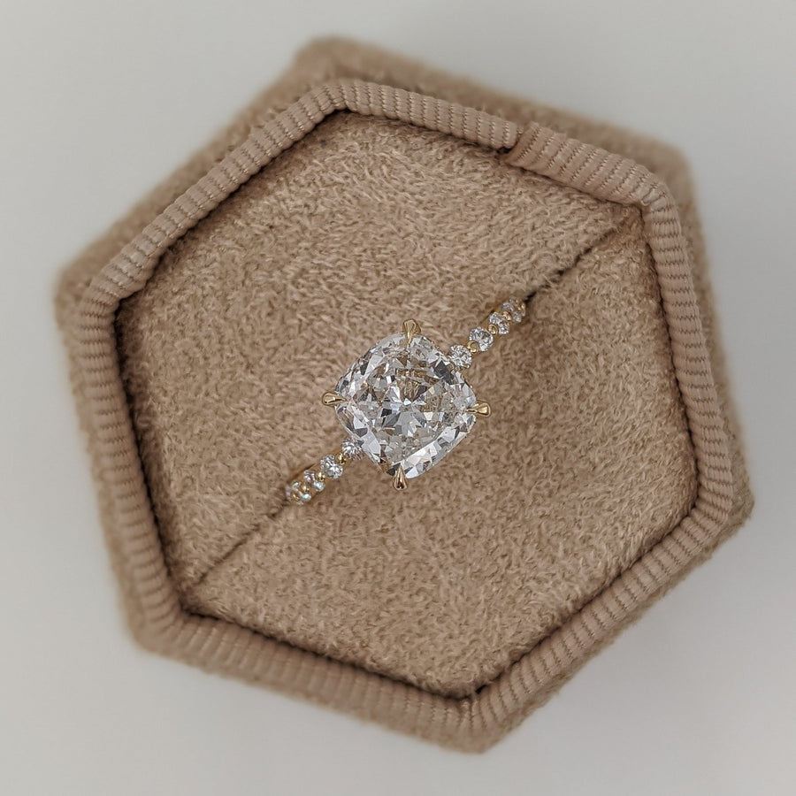 Shop cushion hidden halo lab grown diamond engagement ring