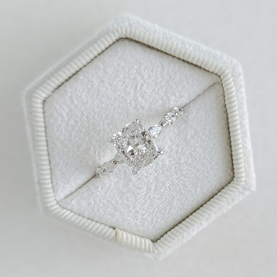 Buy 2.04CT cushion pave lab grown diamond engagement ring online