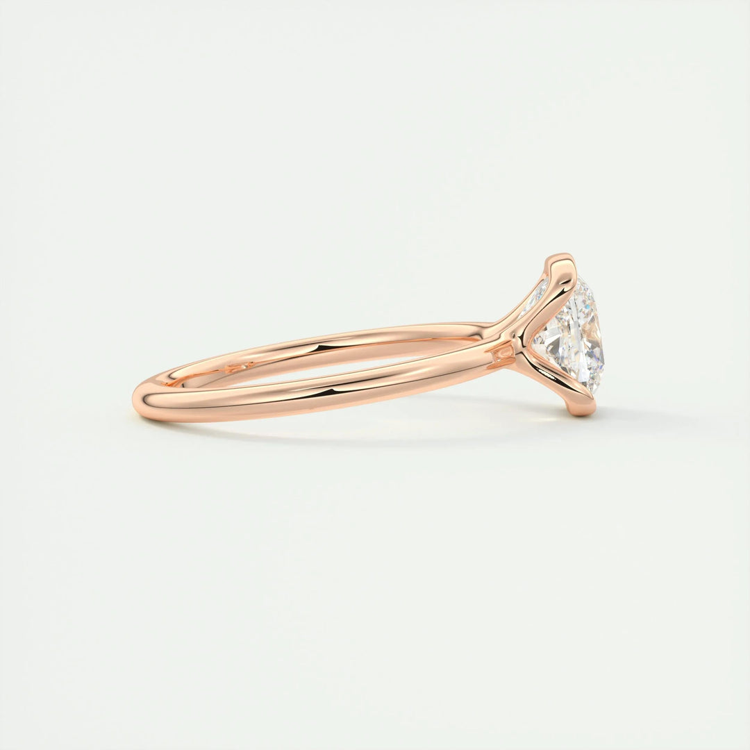 Detailed close-up of cushion solitaire diamond engagement ring