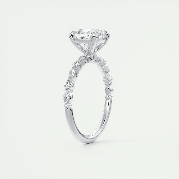Cushion solitaire engagement ring finished in polished solid gold