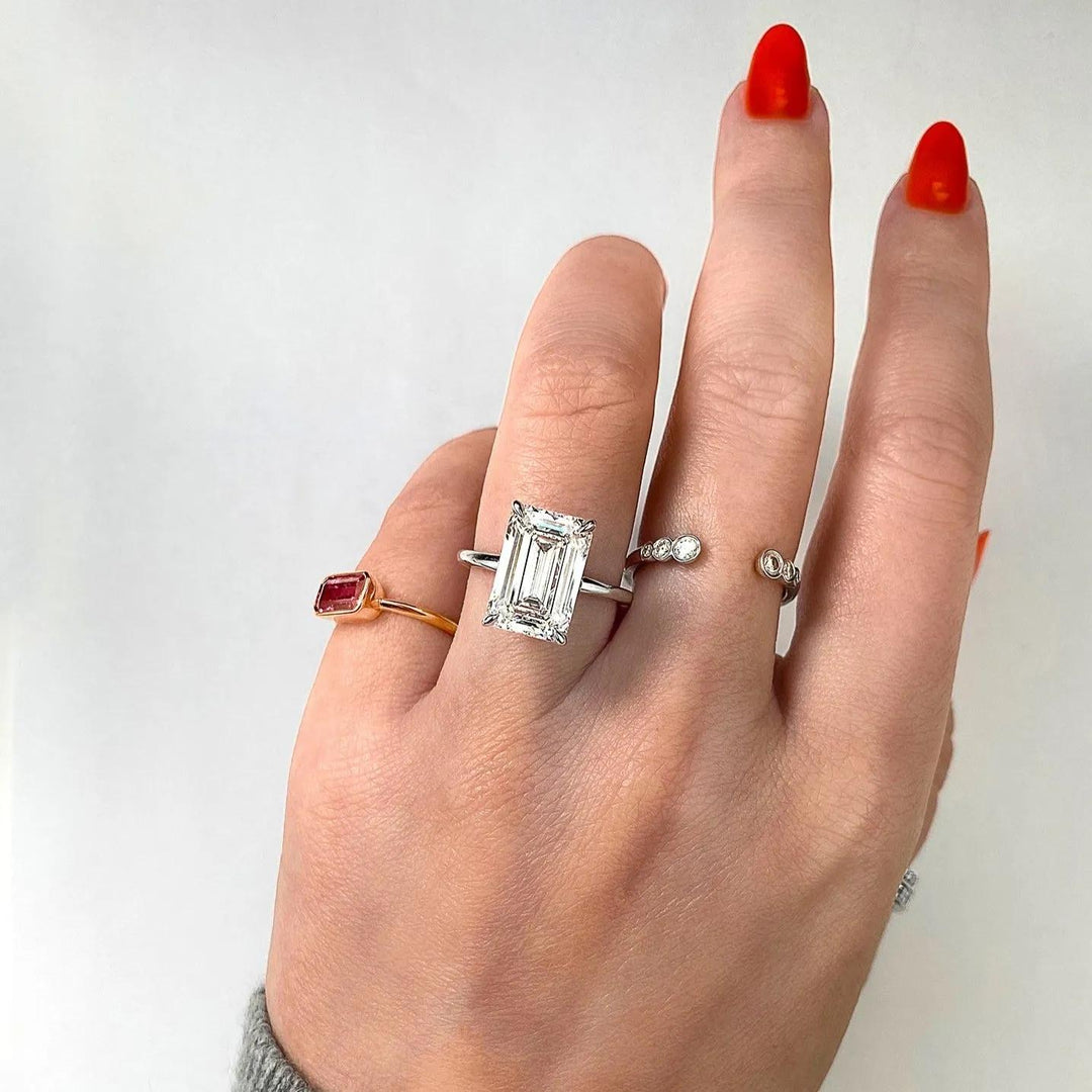 Shop emerald cut solitaire lab grown diamond engagement ring online