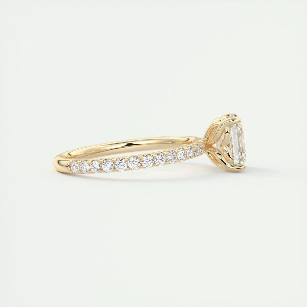 Handcrafted asscher cut pave lab grown diamond engagement ring