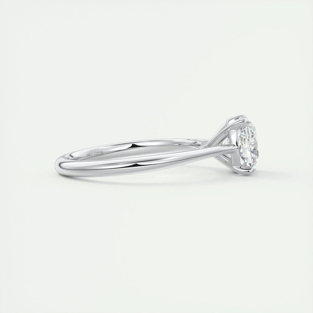 Cushion solitaire lab grown diamond ring fitted on finger