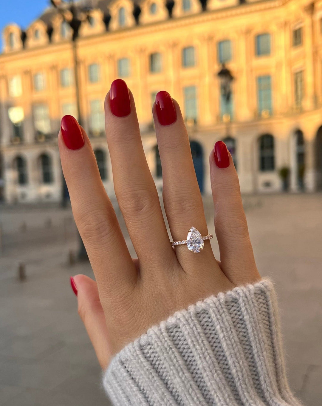 Shop pear pave lab grown diamond engagement ring