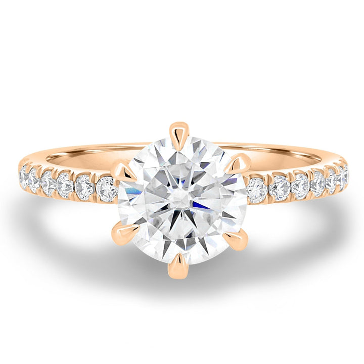 IGI certified round cut diamond in pave engagement ring setting