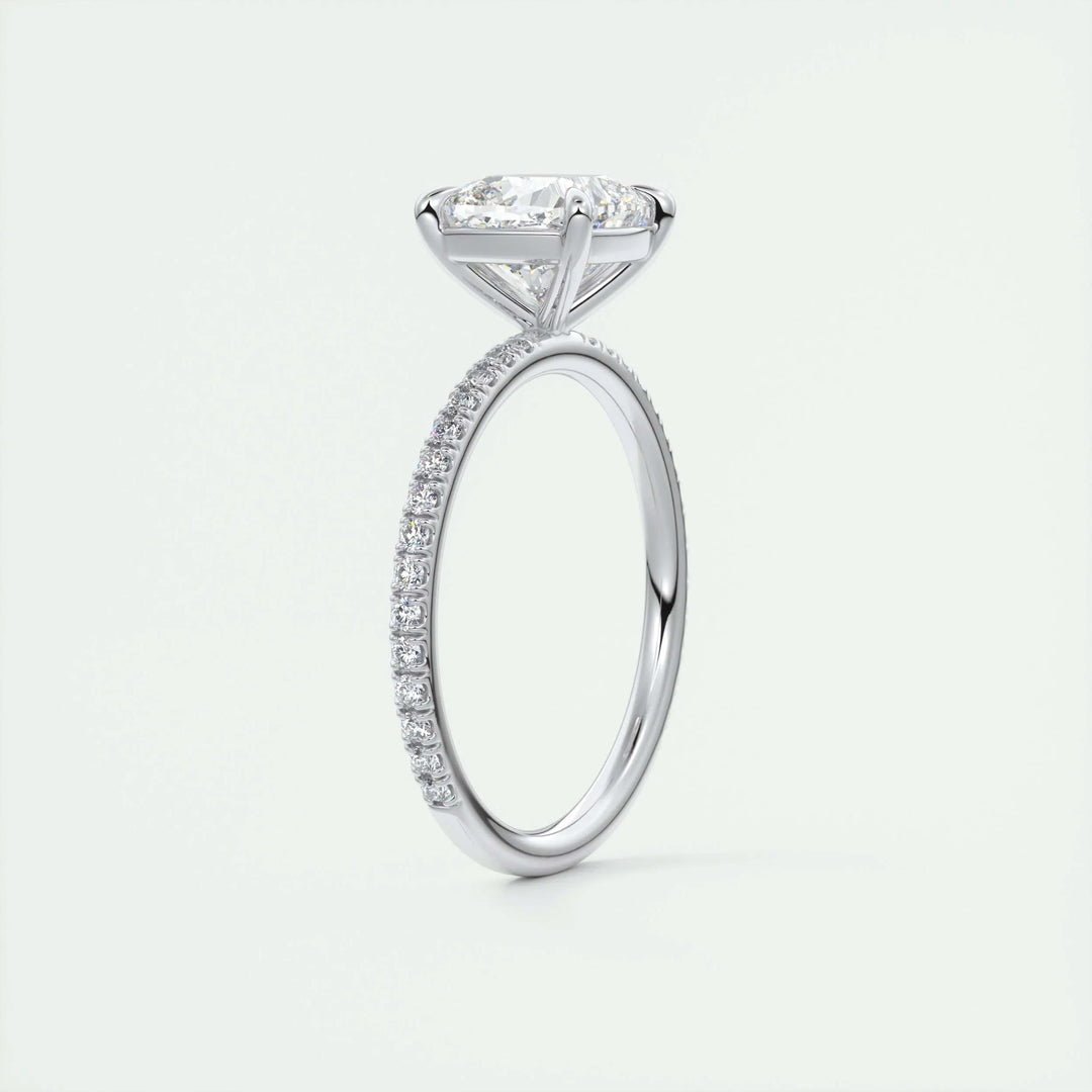 Cushion pave engagement ring with certified lab grown diamond