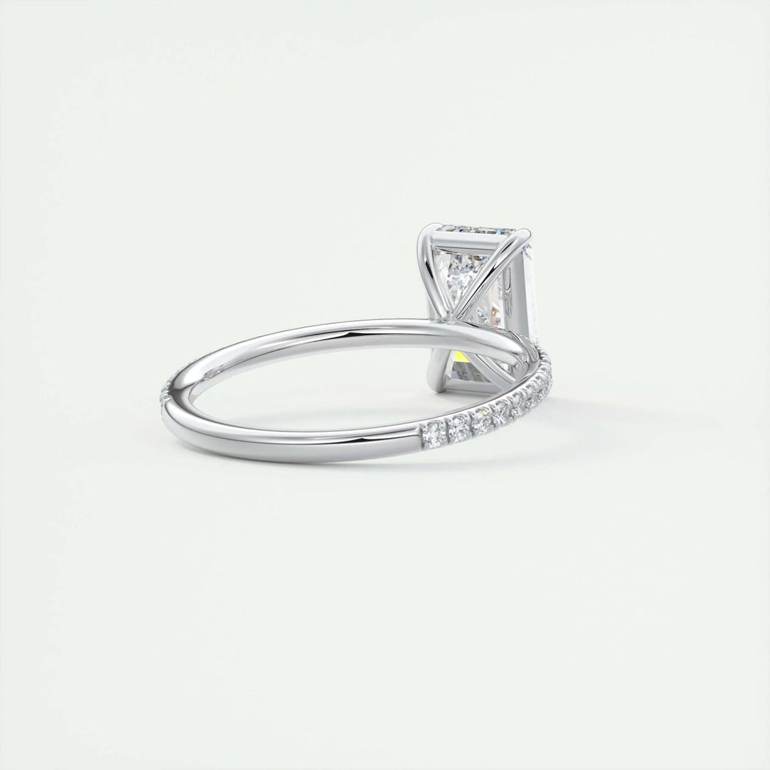 Emerald pave engagement ring with IGI certificate and packaging