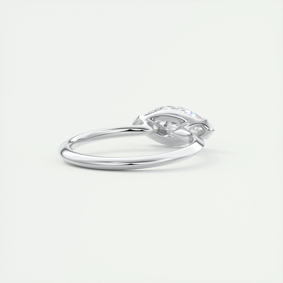 Top-down view of marquise cut solitaire engagement ring