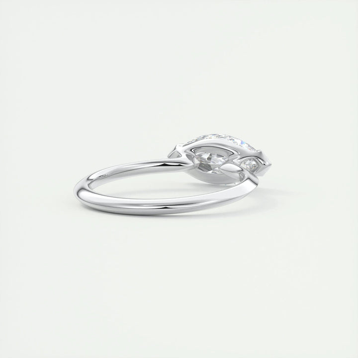 Top-down view of marquise cut solitaire engagement ring