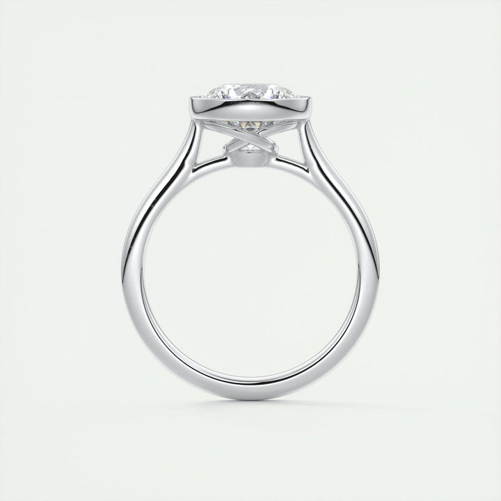 Round bezel engagement ring with brilliant diamond sparkle