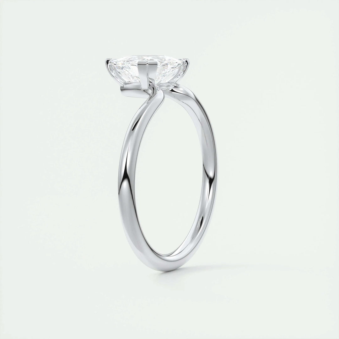 Trillion solitaire diamond engagement ring available in multiple metals