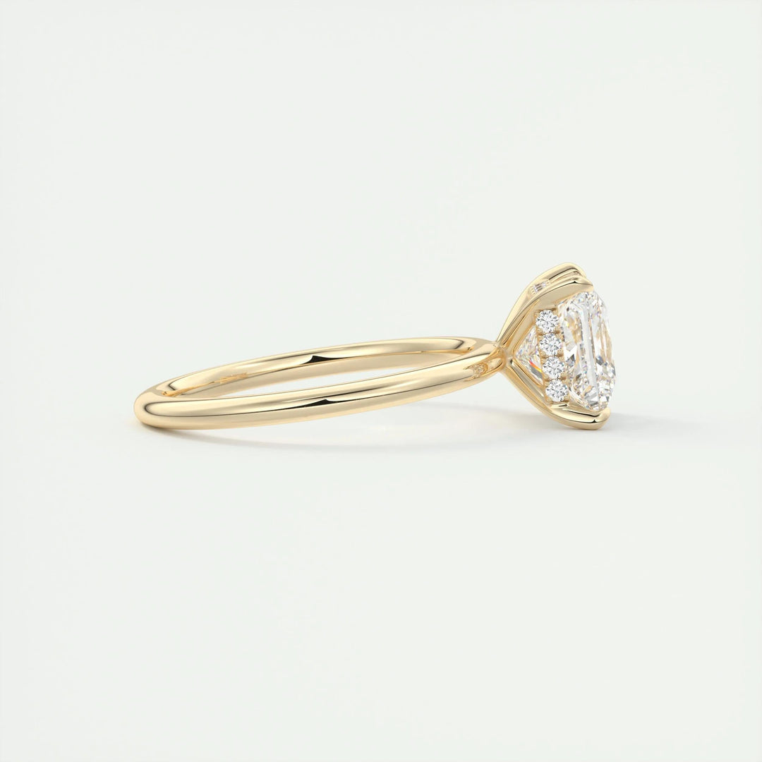 Princess hidden halo engagement ring with certified lab grown diamond