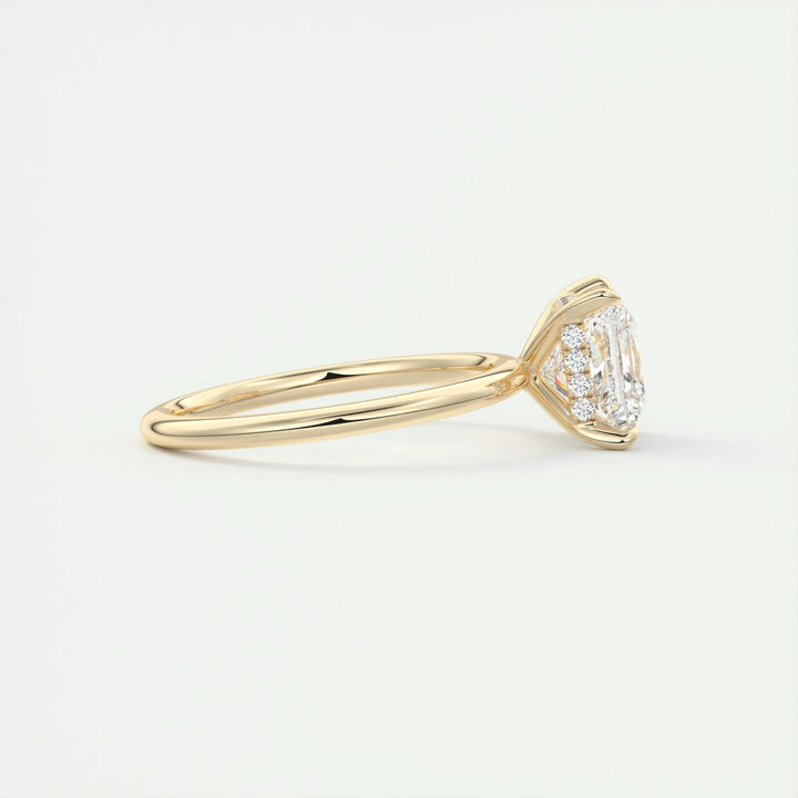 Princess hidden halo engagement ring with certified lab grown diamond