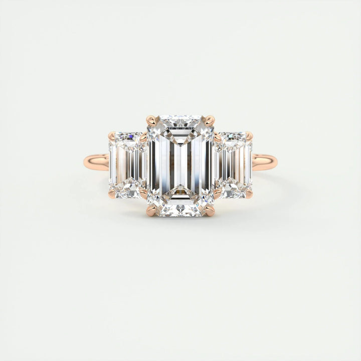 Emerald cut diamond ring worn on hand