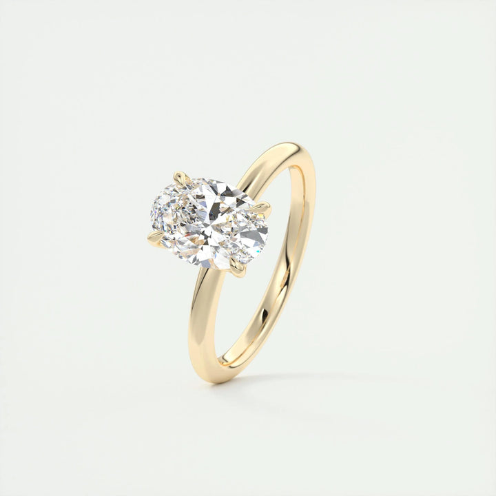 Oval solitaire engagement ring with certified lab grown diamond