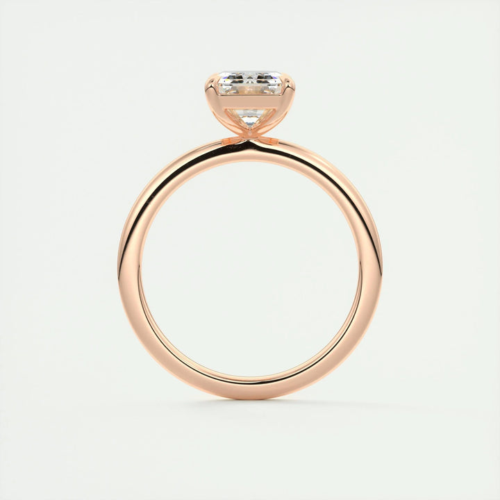 Emerald cut solitaire engagement ring with IGI certified center diamond